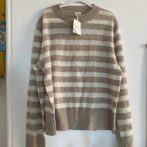 Kule  the Allegra NWT 100% cashmere striped white and beige sweater XS